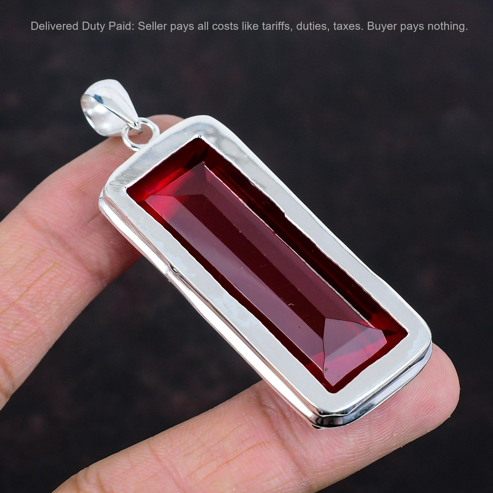 Faceted Mozambique Garnet Pendant 925 Sterling Silver Gemstone Handmade Jewelry
