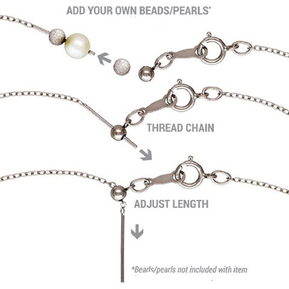 Sterling Silver 18.5 inch Add-A-Bead Cable Chain Necklace – Rhodium Plated
