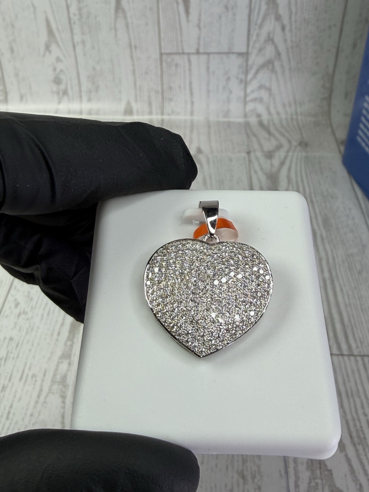925 Sterling Silver White/Colorless Moissanite Heart Pavé Pendant, 2.00 CTW