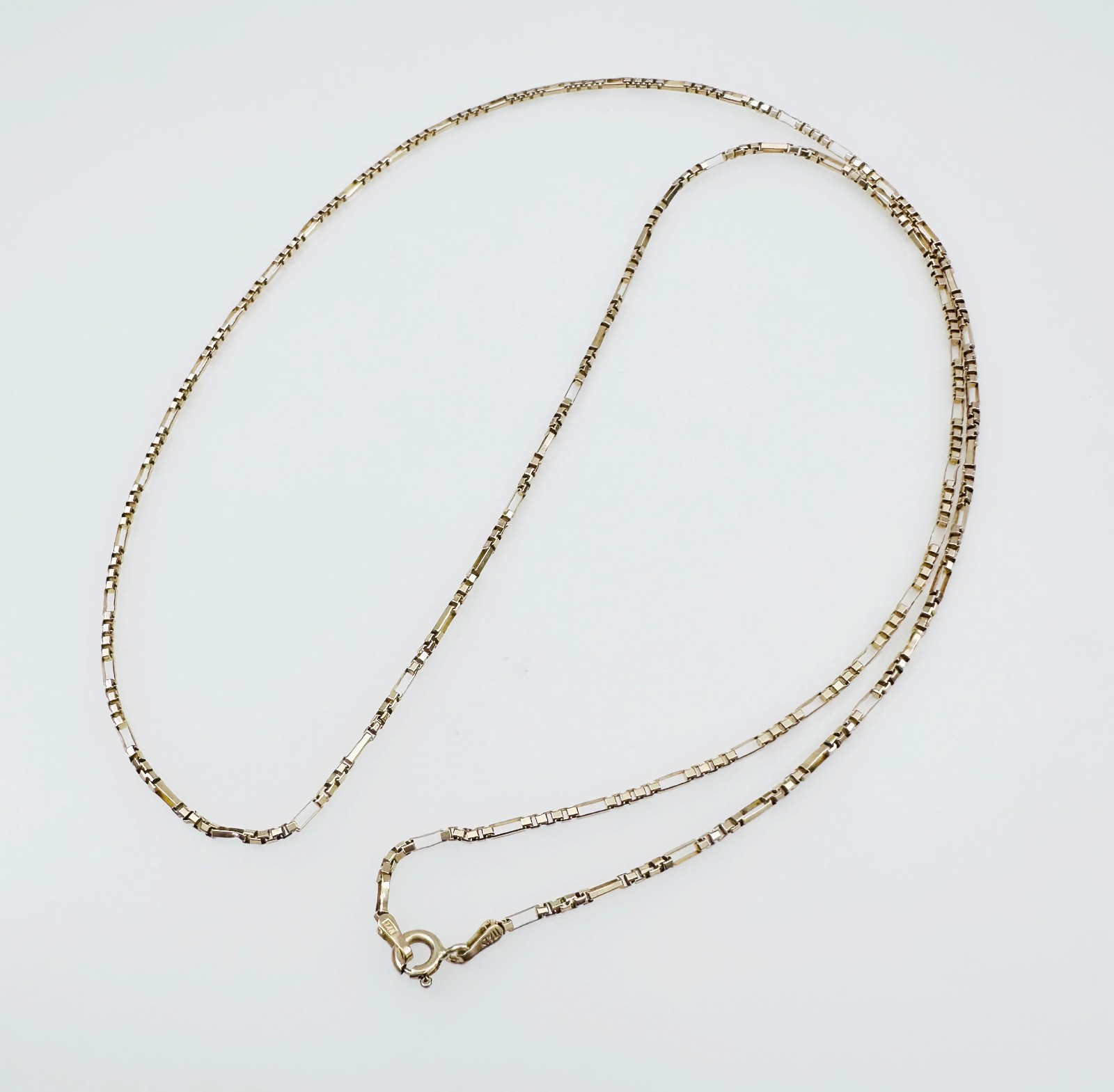Solid 14K Yellow Gold Figaro Box Link Hybrid Chain Necklace 1.4mm, 24 1/2″, 5.6g