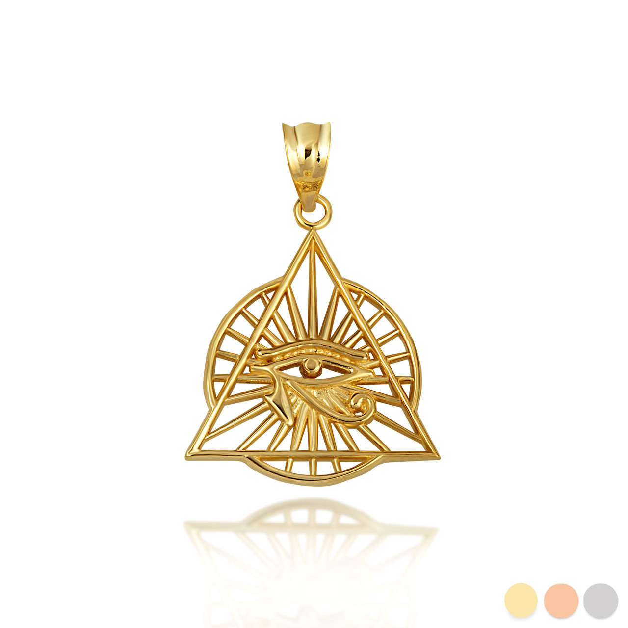 Gold Egyptian Illuminated Eye Of Horus Wedjat Necklace(Yellow/Rose/White)
