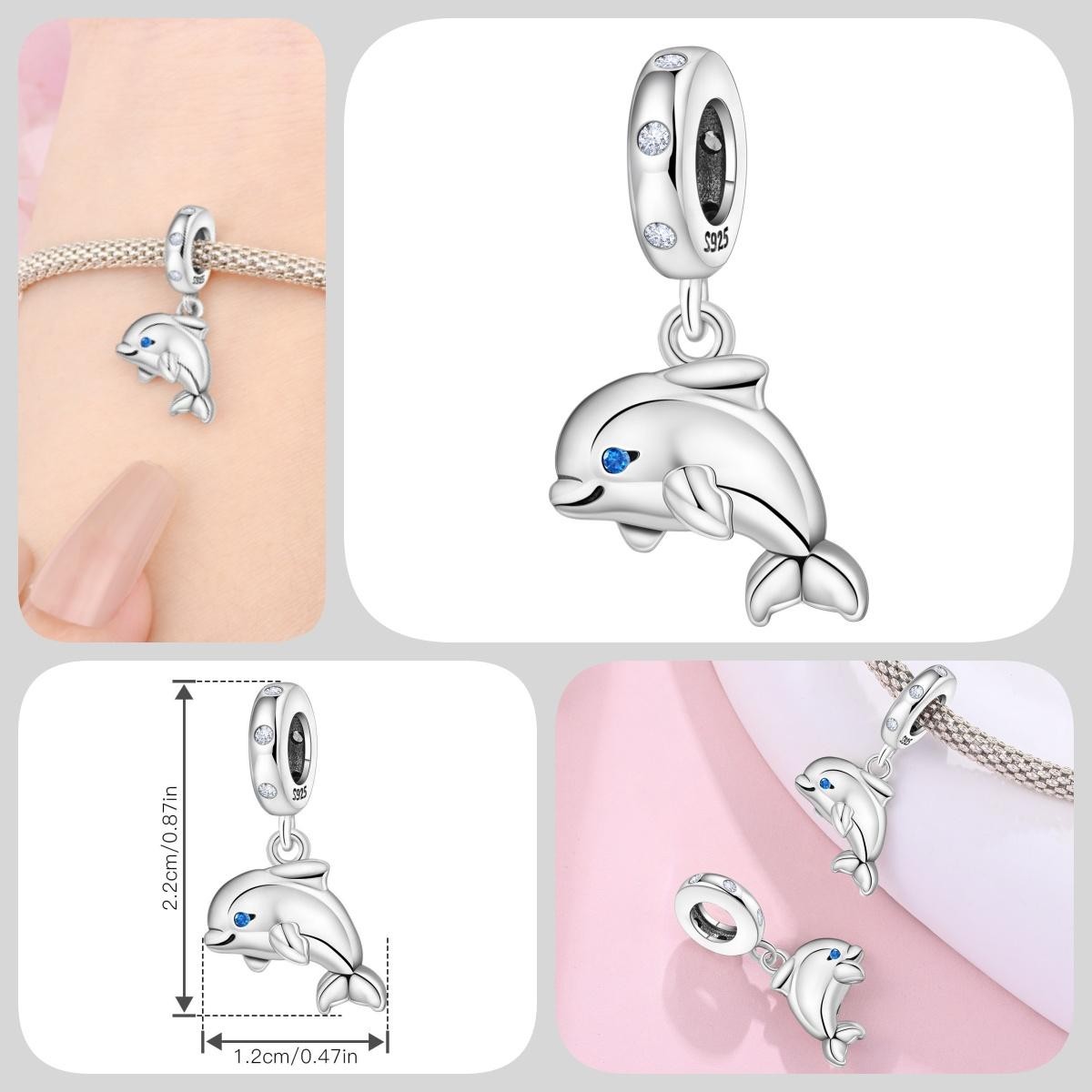 Blue Charm 925 Sterling Silver Ocean Pearls Betta Fish Pendant Birthday Party Gi