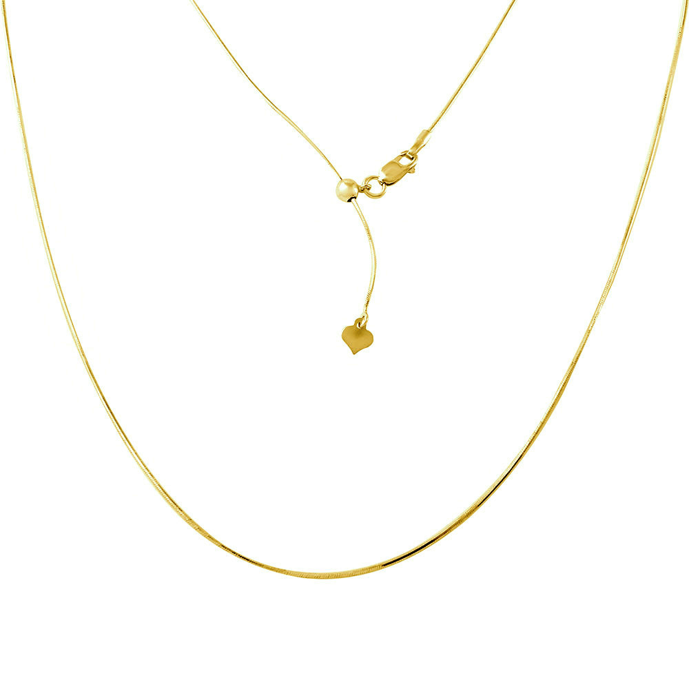 Sterling Silver Snake Chain Adjustable Up to 24 Inch 925 Gold Plated .75mm wide