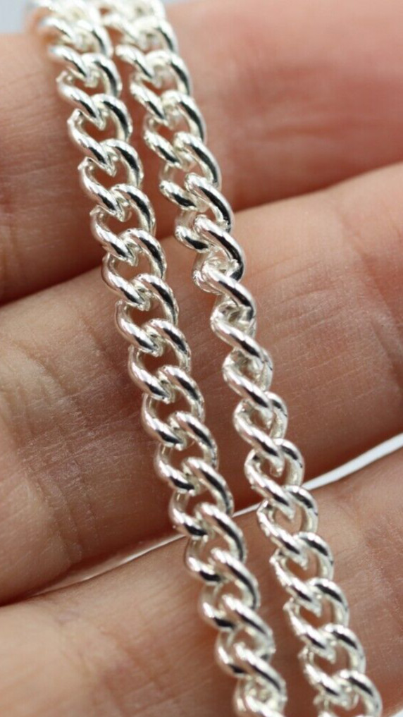 Sterling Silver 925 4mm Round Kerb Curb Chain Necklace 70cm – Free post
