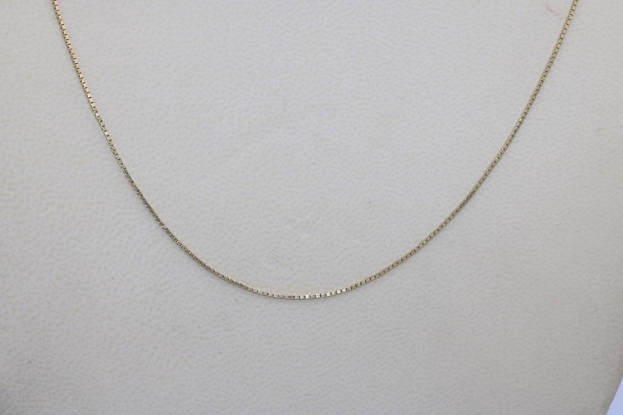 Fine 14K Yellow Gold 1MM Box Chain Necklace 19″ Long