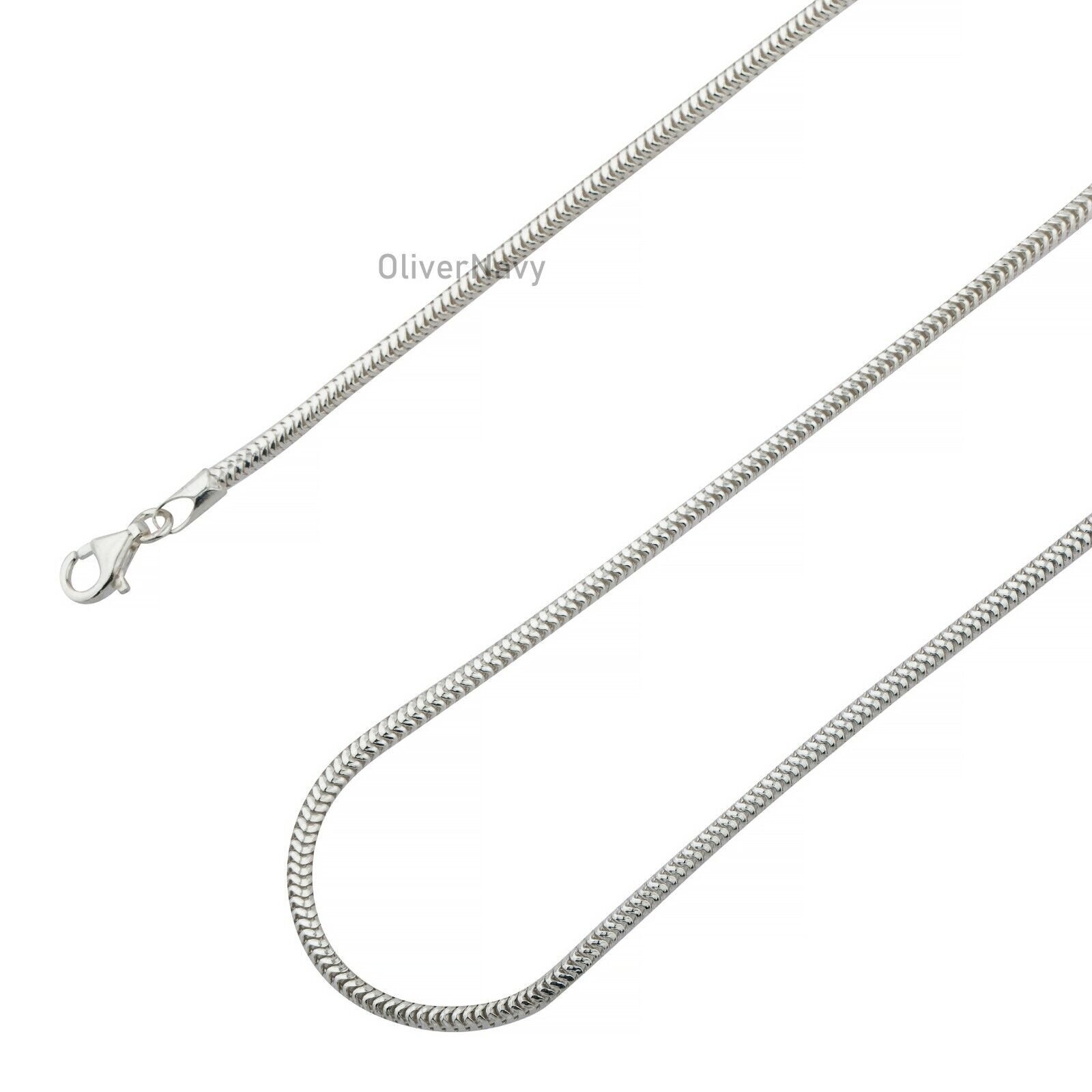 Solid Sterling Silver Italian SNAKE Chain Necklace Real 925 2mm – Round Snake