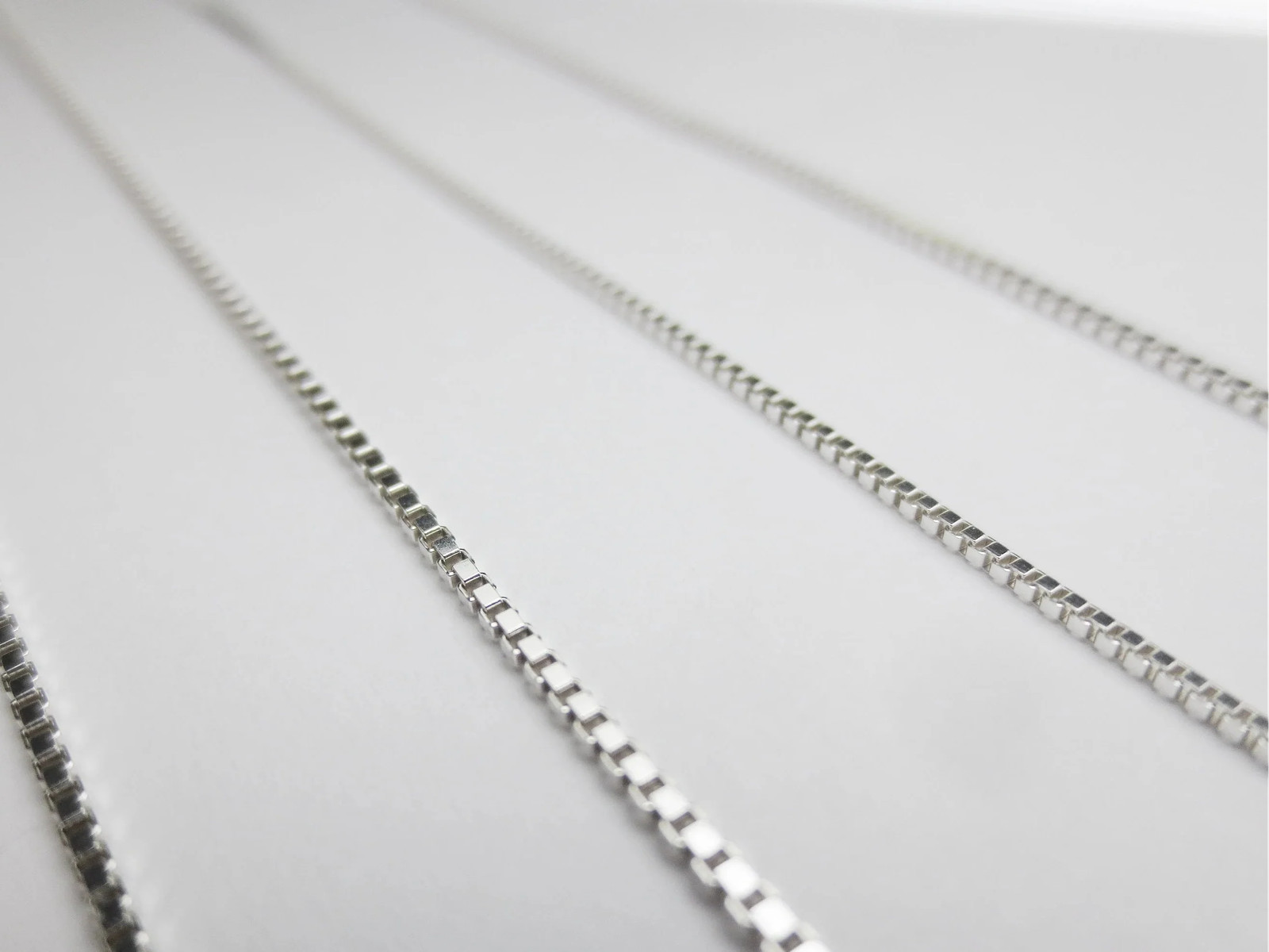 925 Sterling Silver Diamond Cut Box Chain Necklace 0.65 0.75 1mm Spring Clasp
