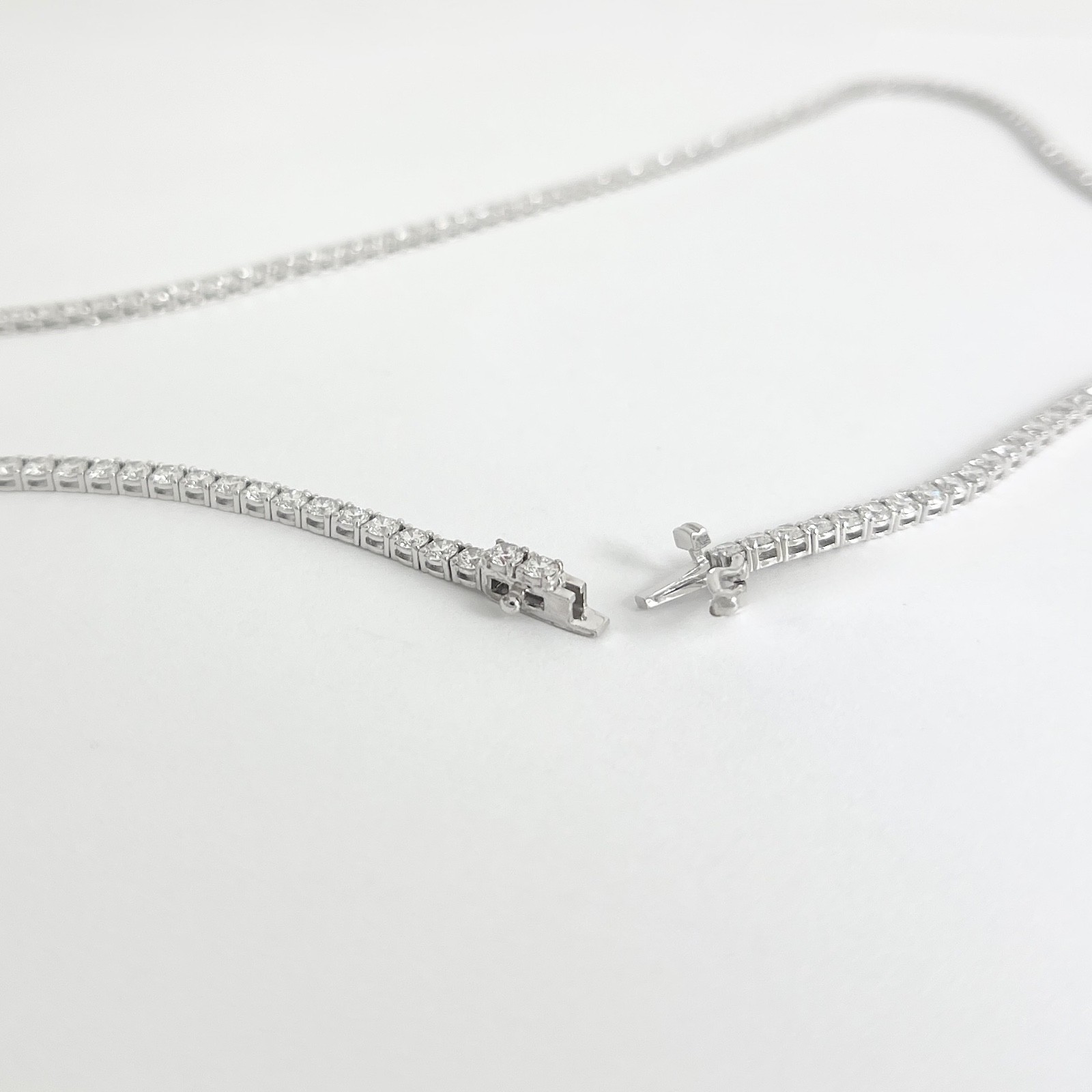Round Lab-Created Diamond Tennis Necklace 14K White Gold, 16.5 Inches, 10.01 CTW