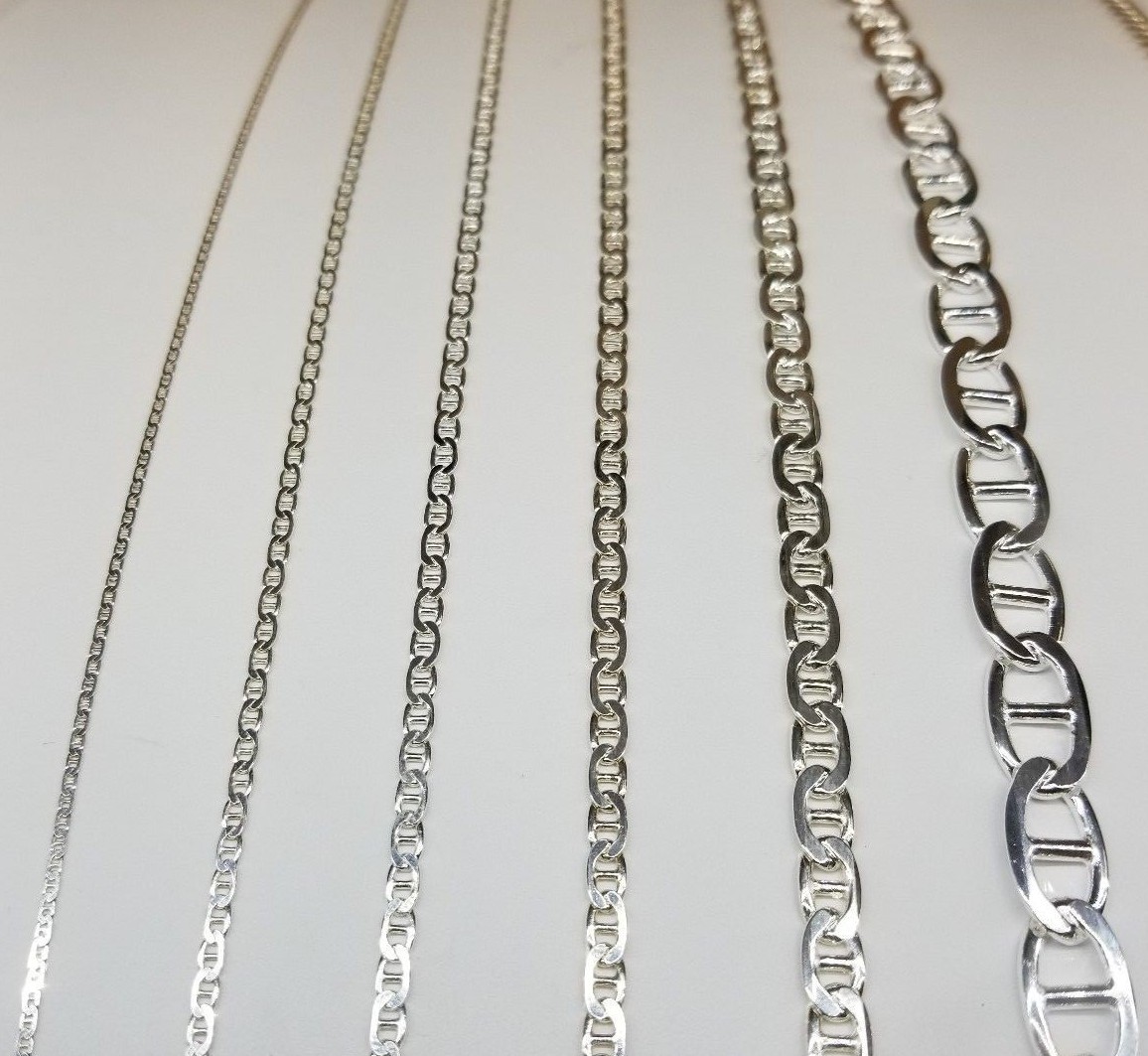 ITALY 925 SOLID Sterling Silver MARINER Chain Necklace or Bracelet 7″ – 36″