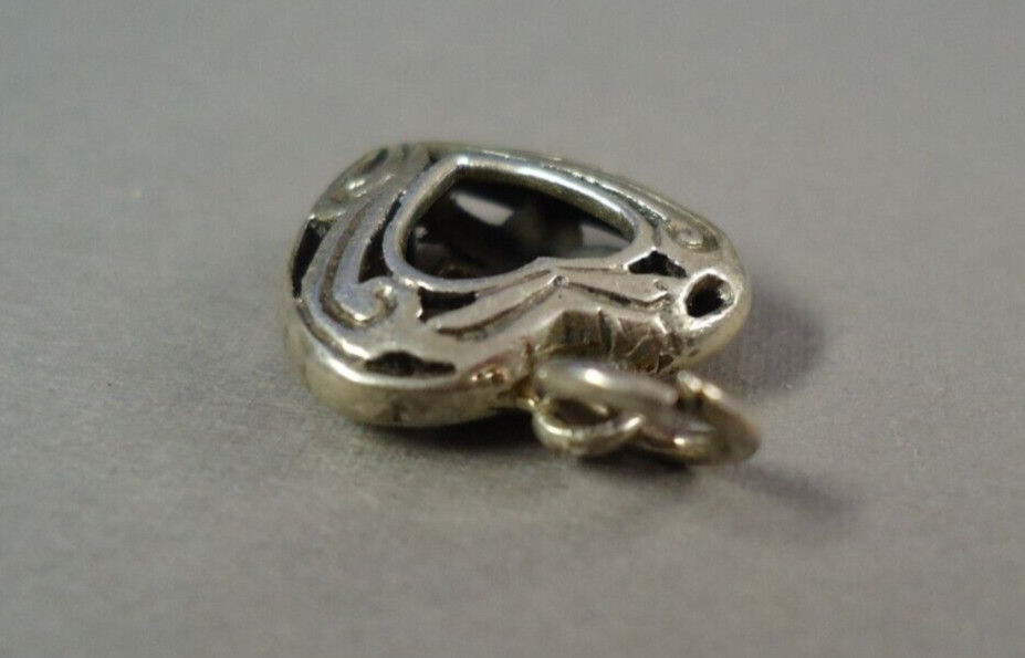 Old Unbranded Sterling Silver Openwork Filigree Puffy Heart Charm Pendant