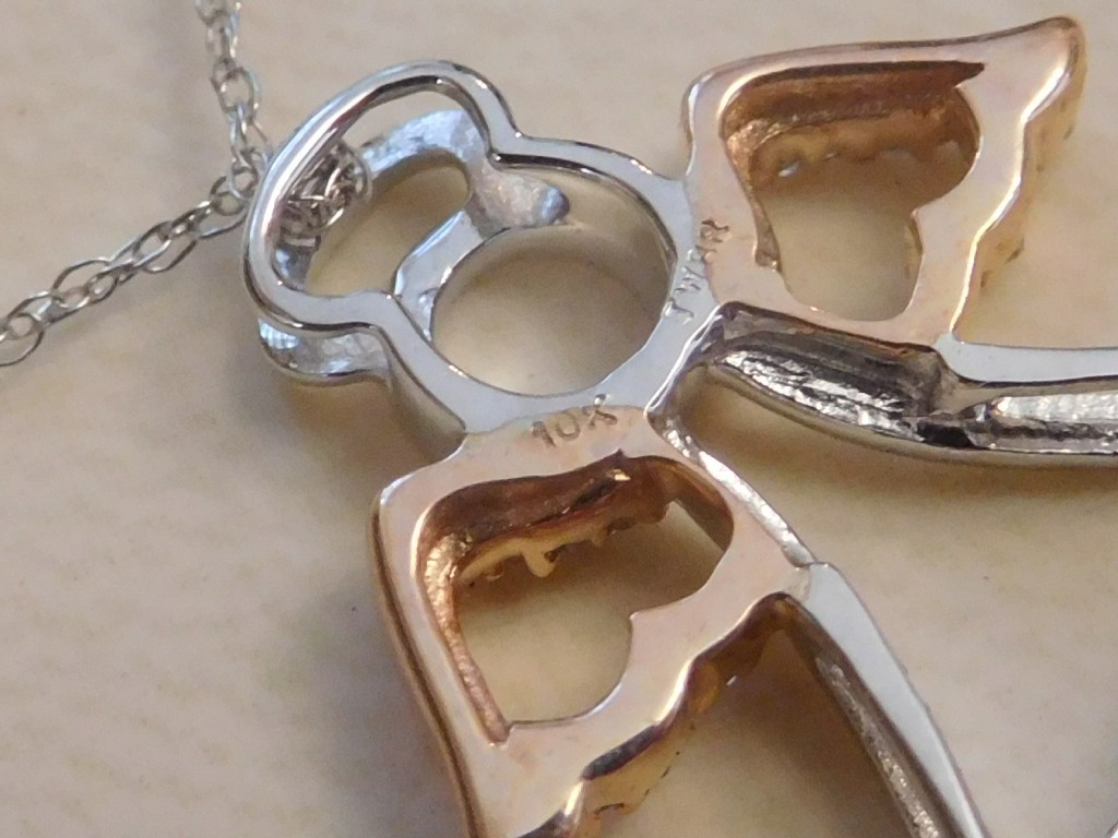 10K Solid White + Rose Gold ANGEL w HALO Pendant JWBR 18″ Inch Chain Necklace