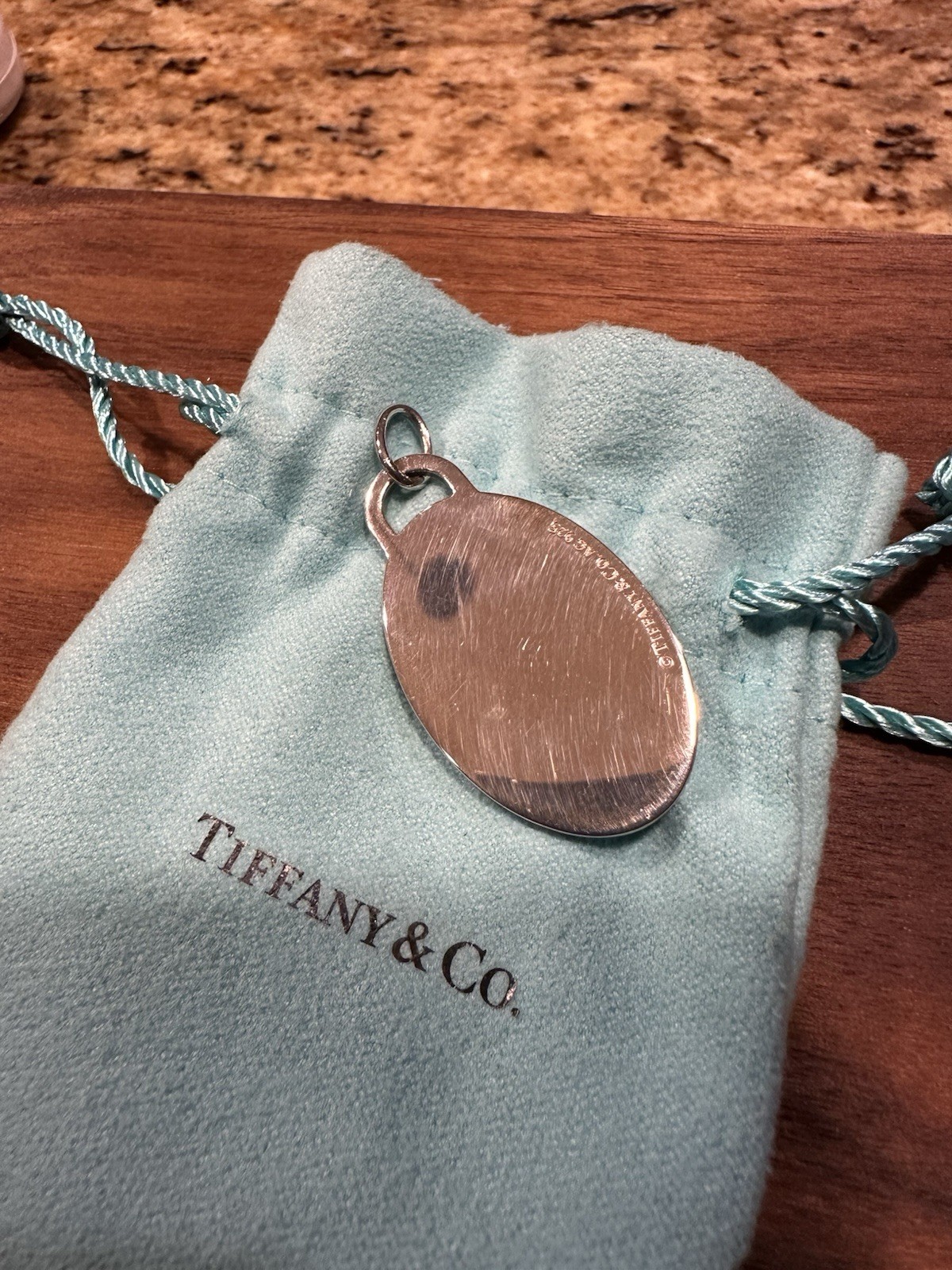 Tiffany & Co. Return to Tiffany 925 Sterling Silver Blue Splash Enamel Pendant.
