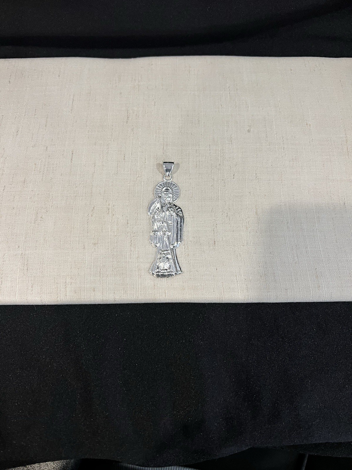 925 Sterling Silver Men’s Womens Big Santa Muerte Grim Reaper Holy Death Pendant