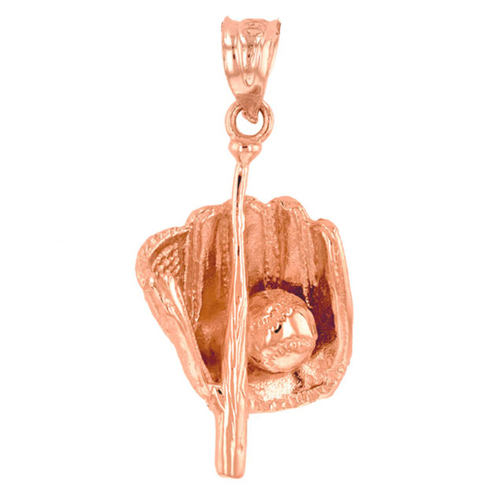Gold Baseball Pendant Necklace (Available in Yellow/Rose/White Gold)