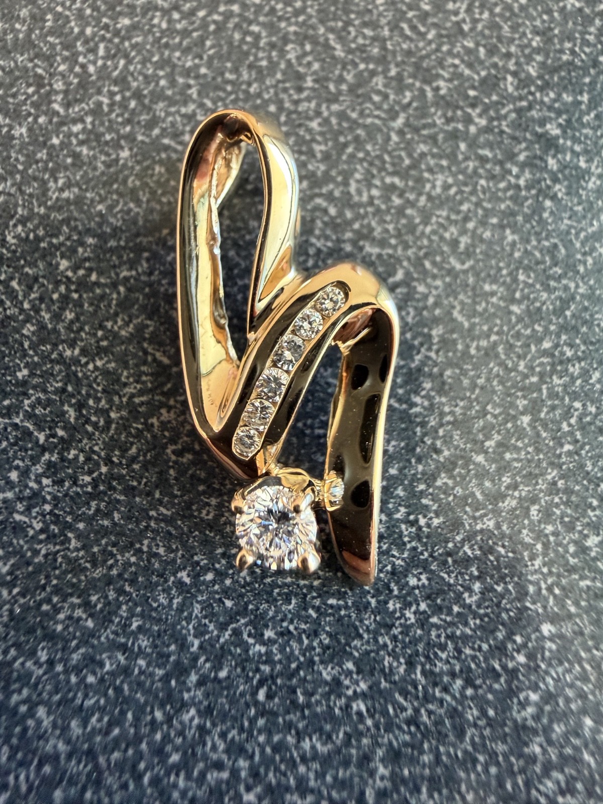 14K Yellow Gold Diamond Slider Pendant 0.37ctw Natural G VVS2 VS1 Modern