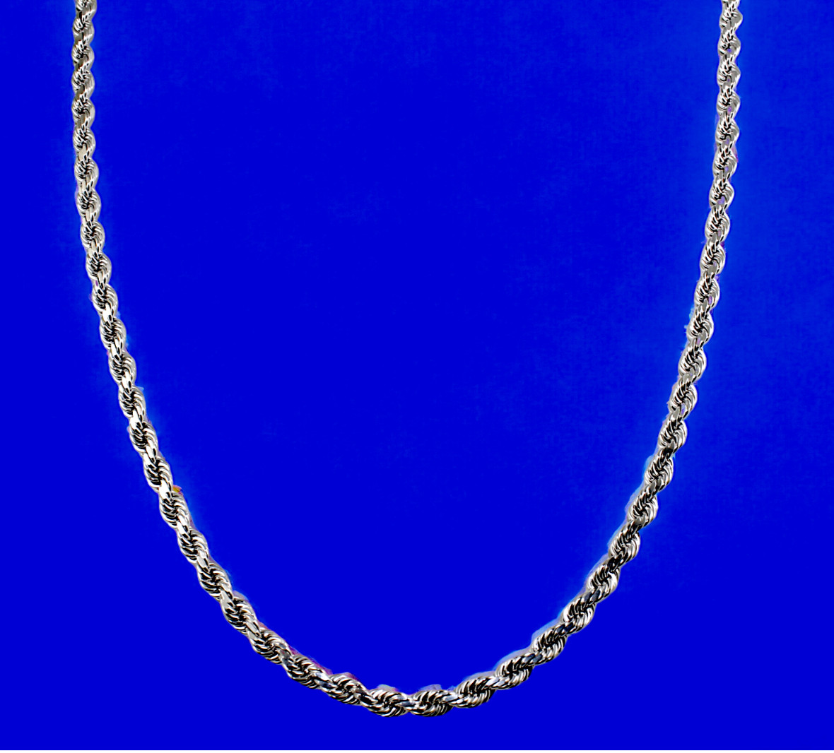 10K White Gold Rope Chain Necklace Bracelet Diamond Cut Real Gold 2mm-5mm 7″-30″