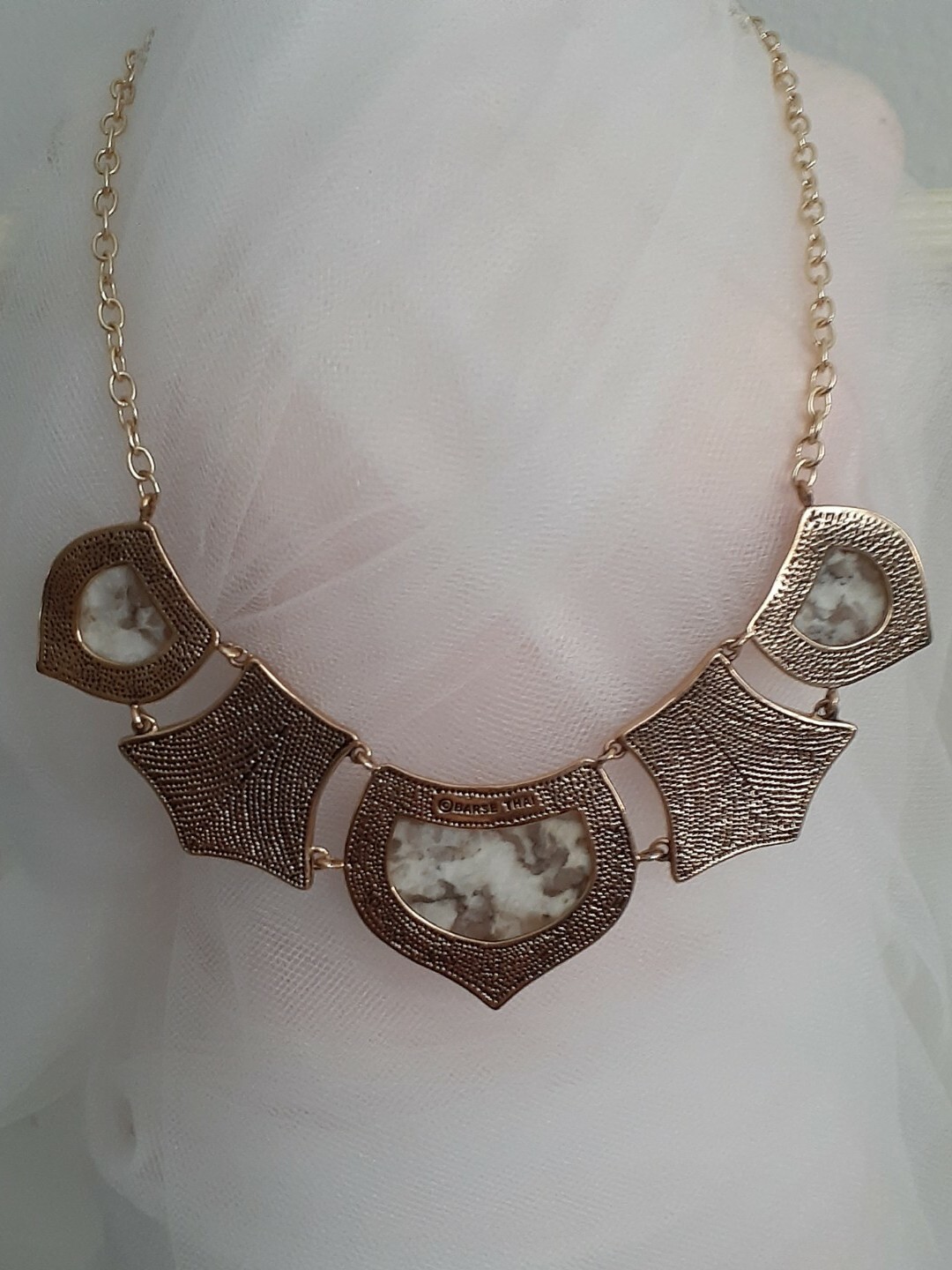 Designer Studio Barse Bronze Jasper Gemstone Leather Embossed 19″ Necklace