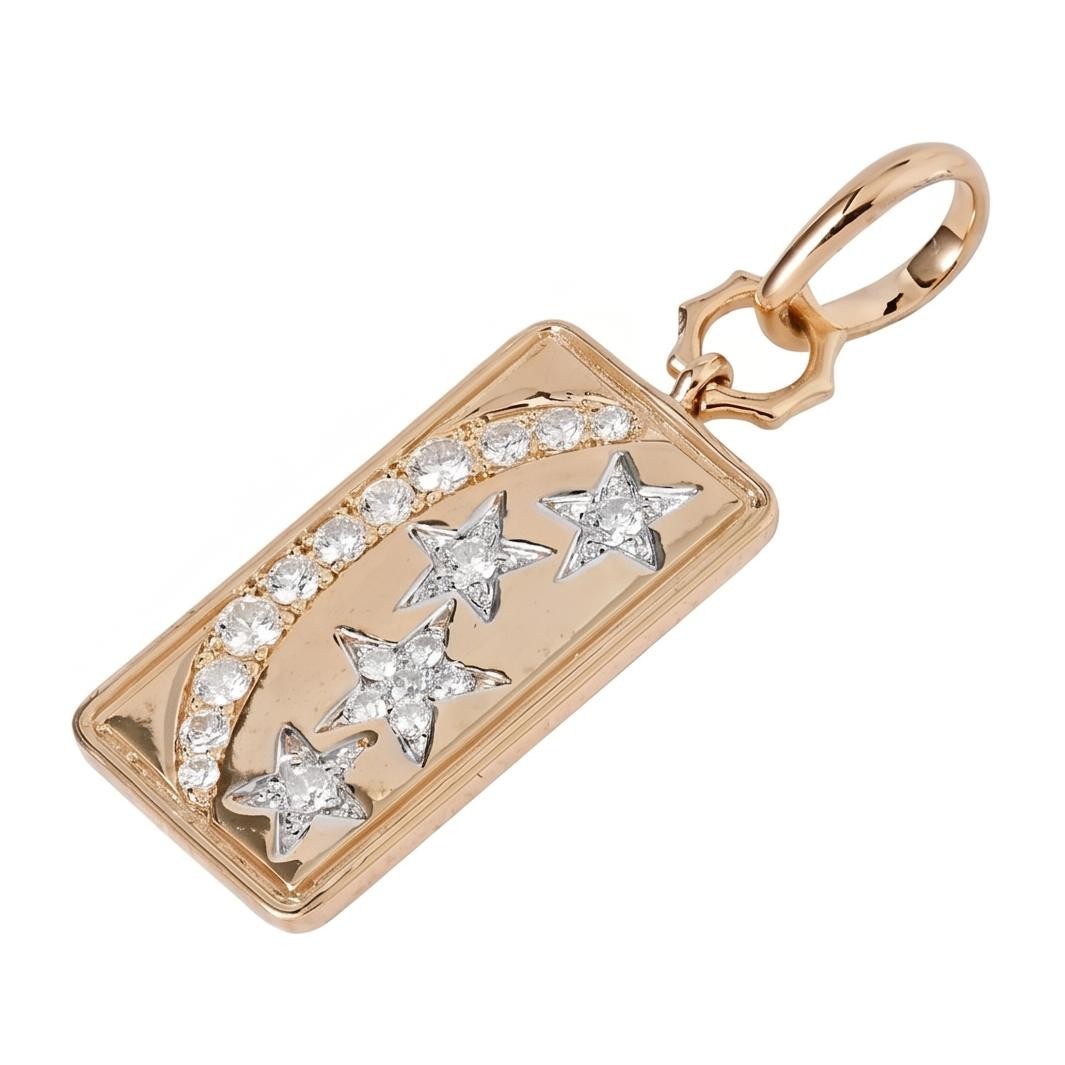 0.41 ct Natural Diamond Celestial Moon Star Pendant 14K Gold Solid Gold Pendant