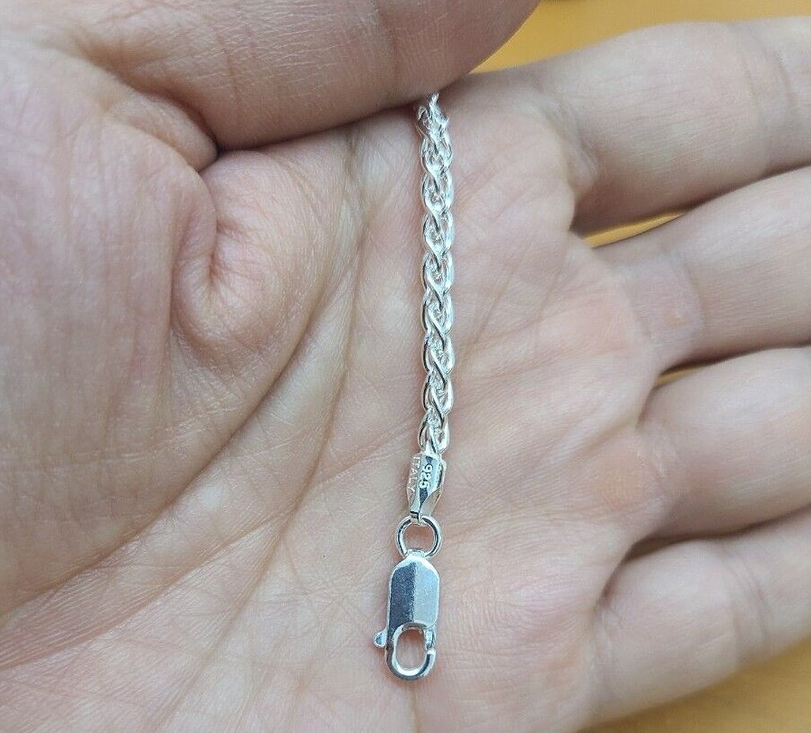 925 Sterling Silver Spiga Wheat Chain Necklace Bracelet Width 3mm Size 7″~30″