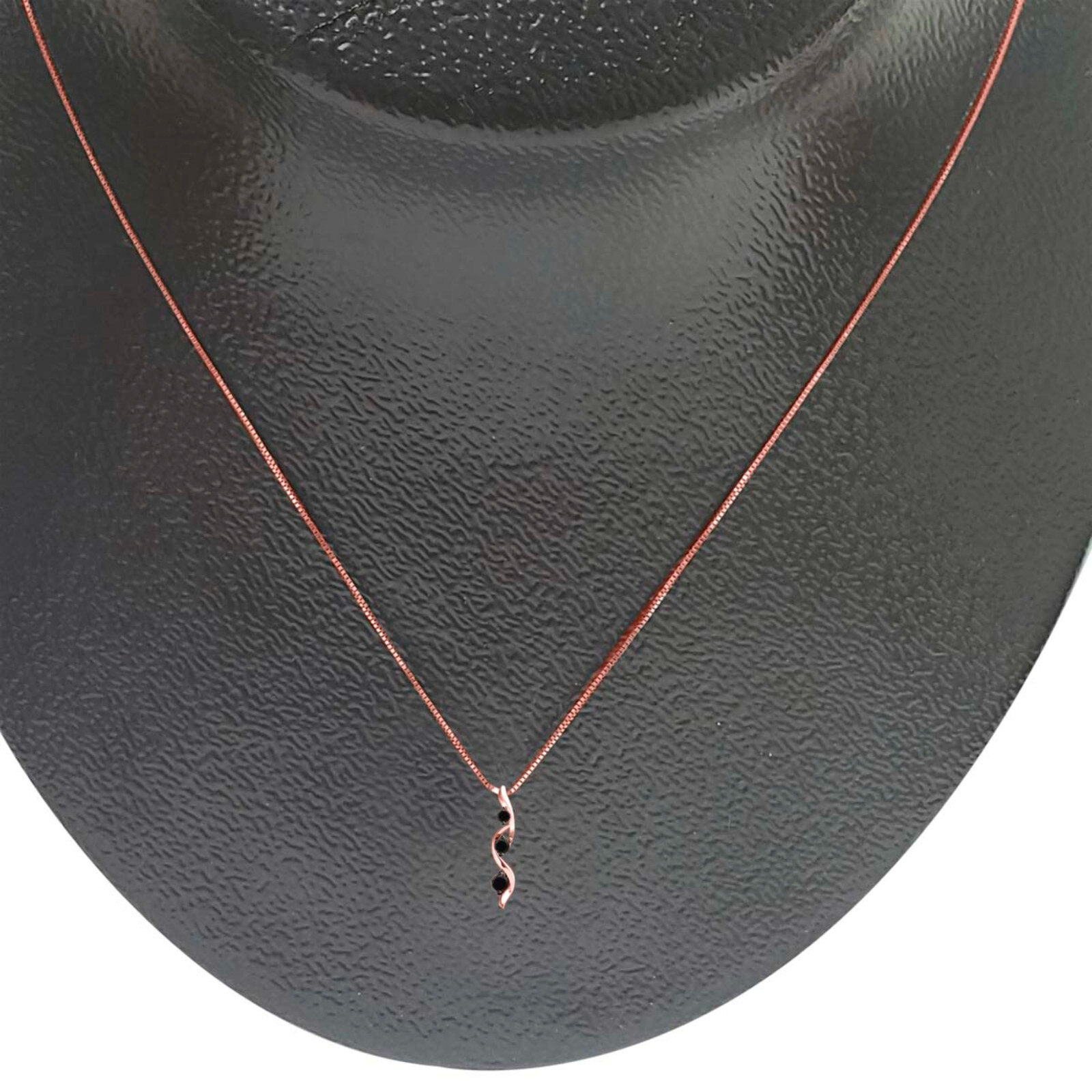 0.75Ct Natural Black Diamond& Journey Shape PendantNecklace for Women in10KGold
