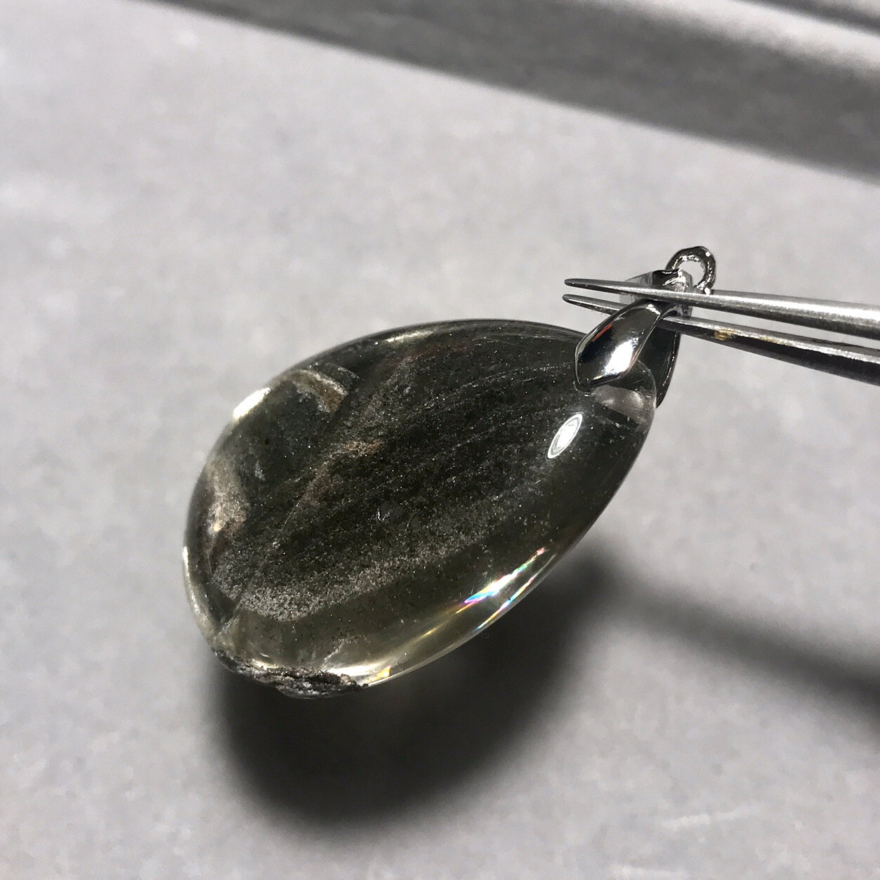 US SELLER Natural Green Phantom Quartz Pendant Teardrop Brazil Crystal