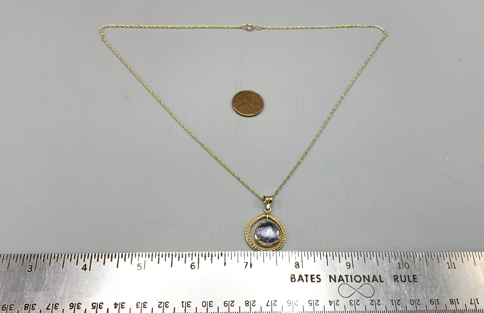 Gold Plated Sterling Silver, Quartz Crystal Tear Drop Pendant Necklace
