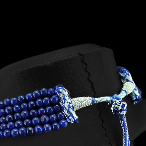 TOP 391.50 CTS ENHANCED SAPPHIRE 5 LINE ROUND BEADS NECKLACE (RS)