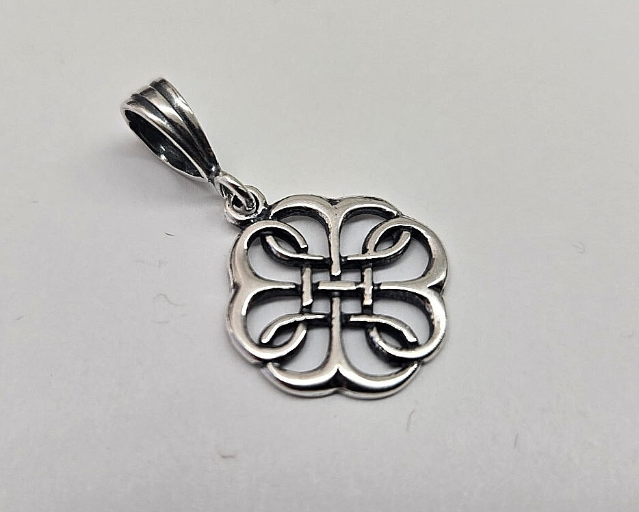 925 Sterling Silver Large Celtic Shield Knot Pendant 3/4 (19mm) Inch Tall