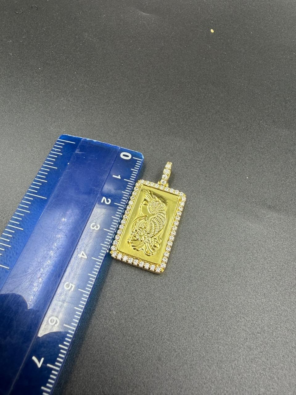 2Ctw Round Real Moissanite Fortuna Swiss Gold Bar Pendant 14K Yellow Gold Plated