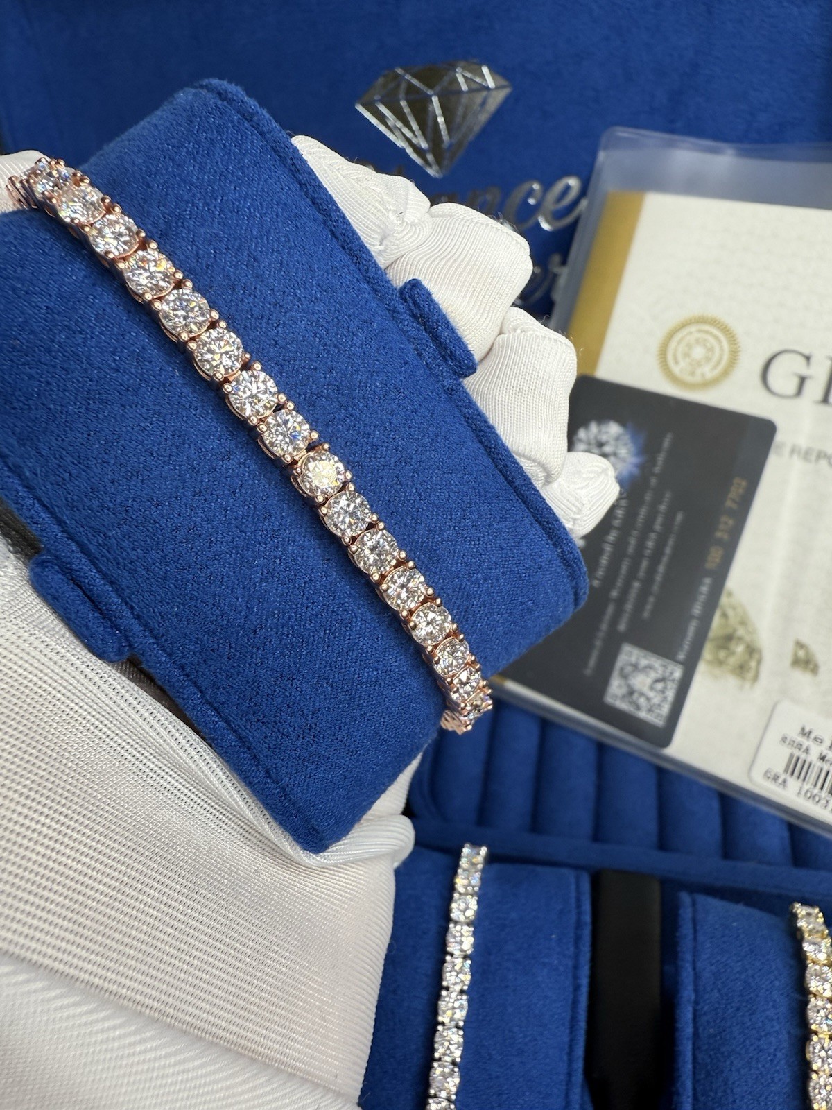 Full Real Moissanite Tennis Bracelet 18k Rose Gold Plated Jewelry