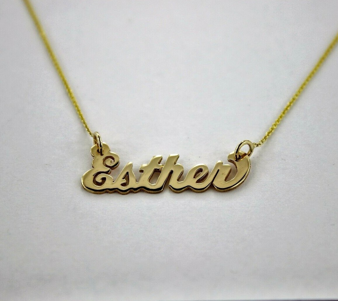 10K Solid Yellow Gold PERSONALIZED Custom Name Pendant Charm with/without chain
