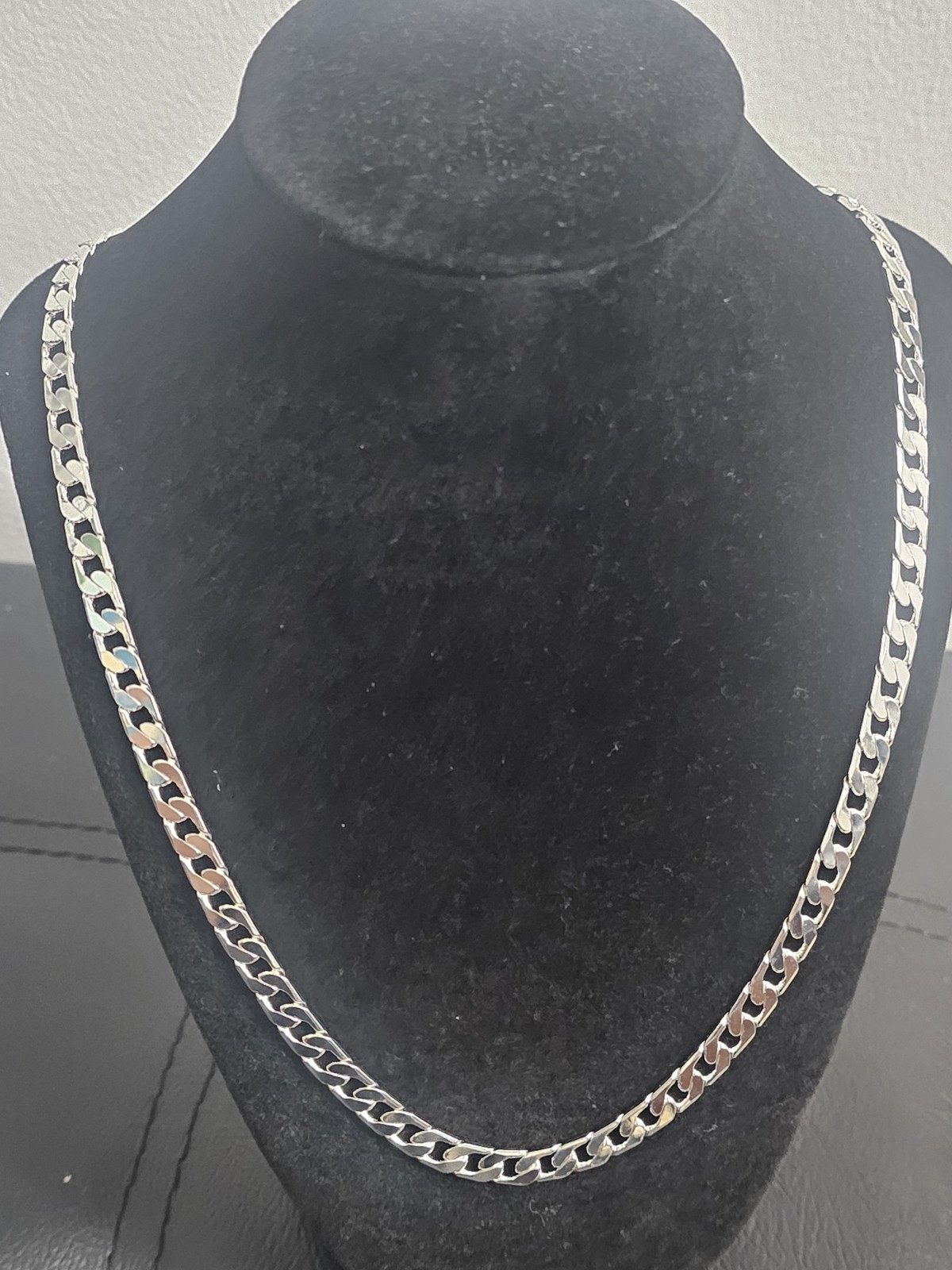 24in 925 Sterling Silver brass-6.7mm Cuban Link Chain