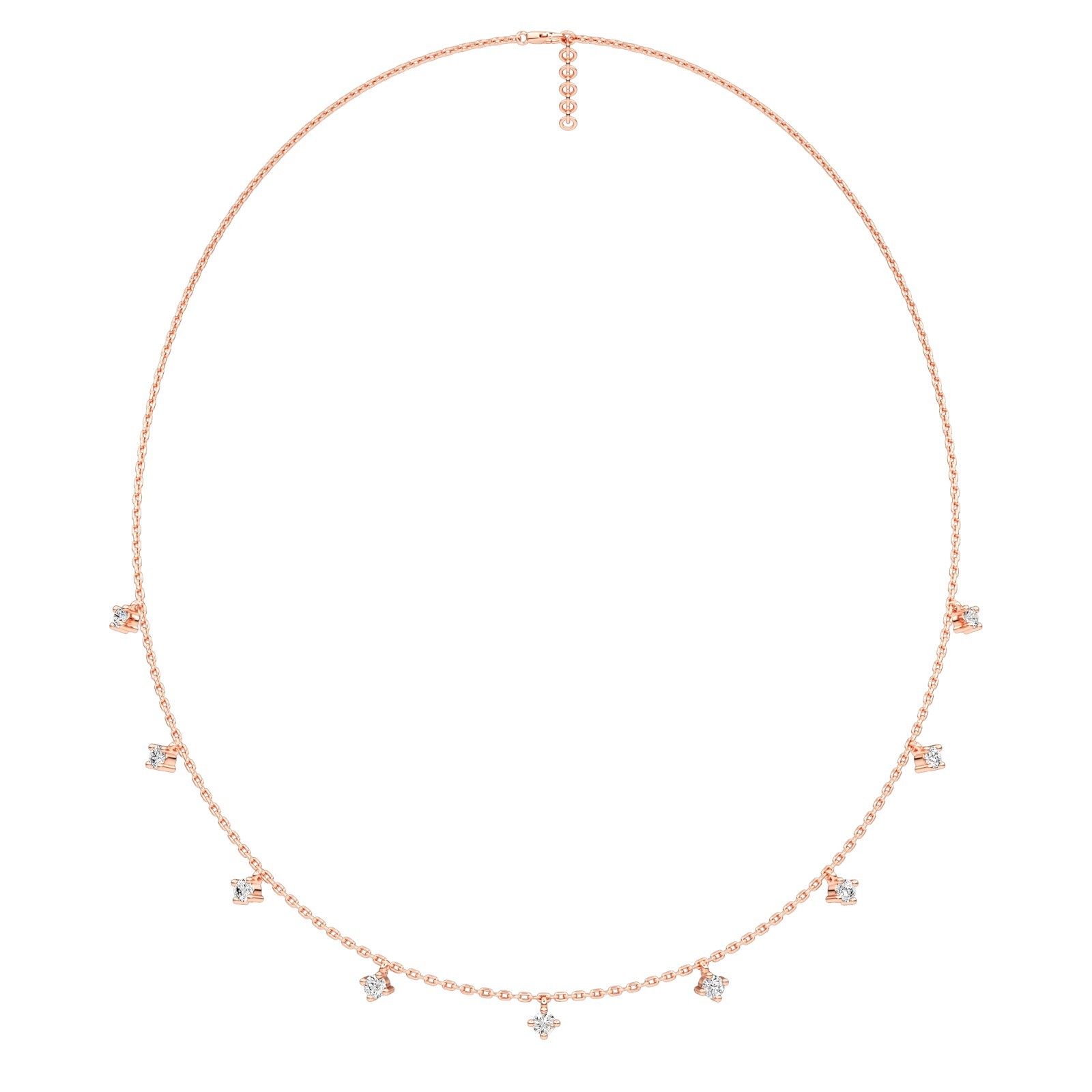 Diamond Necklace 10K 14K 18K Gold Round Brilliant Cut Chain Necklace