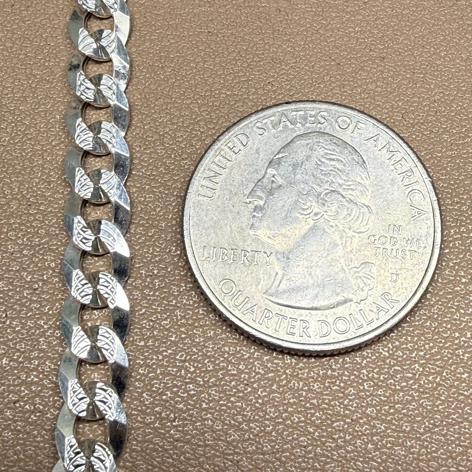 Sterling Silver Diamond-Cut Curb Chain Necklace .925 Italy 20.25” 6.1mm