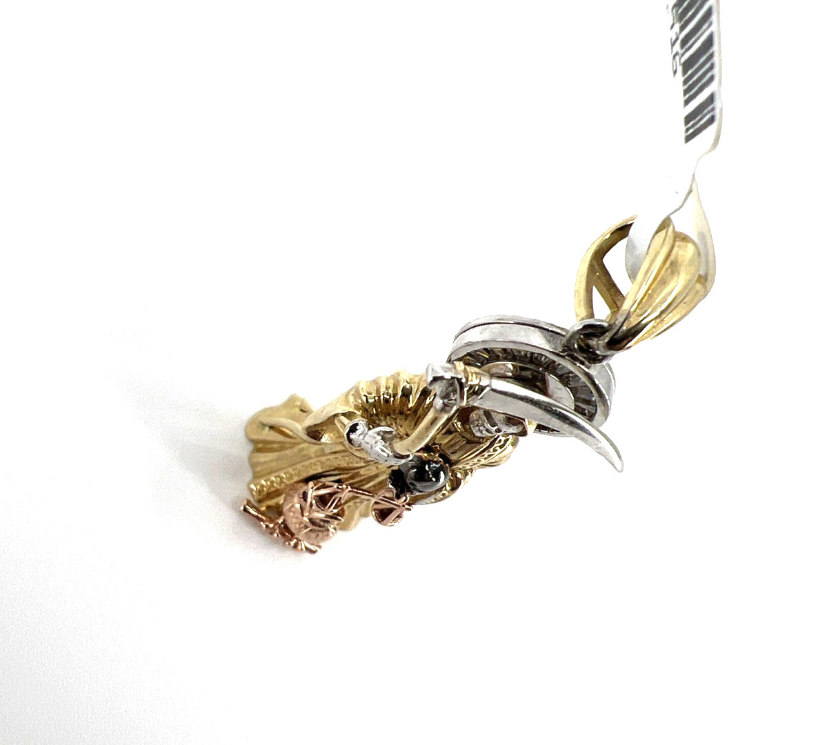 10K Tri-Color Gold Santa Muerte Pendant 2″ Italian CZ Santisima Muerte Authentic
