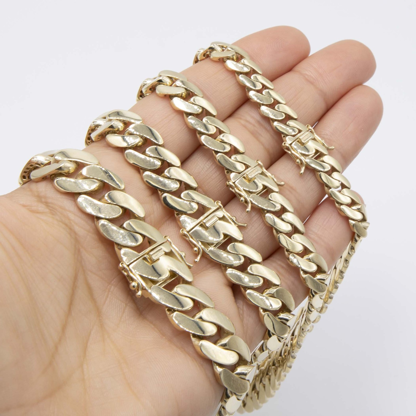 10K Yellow Gold Semi-Solid Reversible Miami Cuban Link Chain Necklace All Sizes