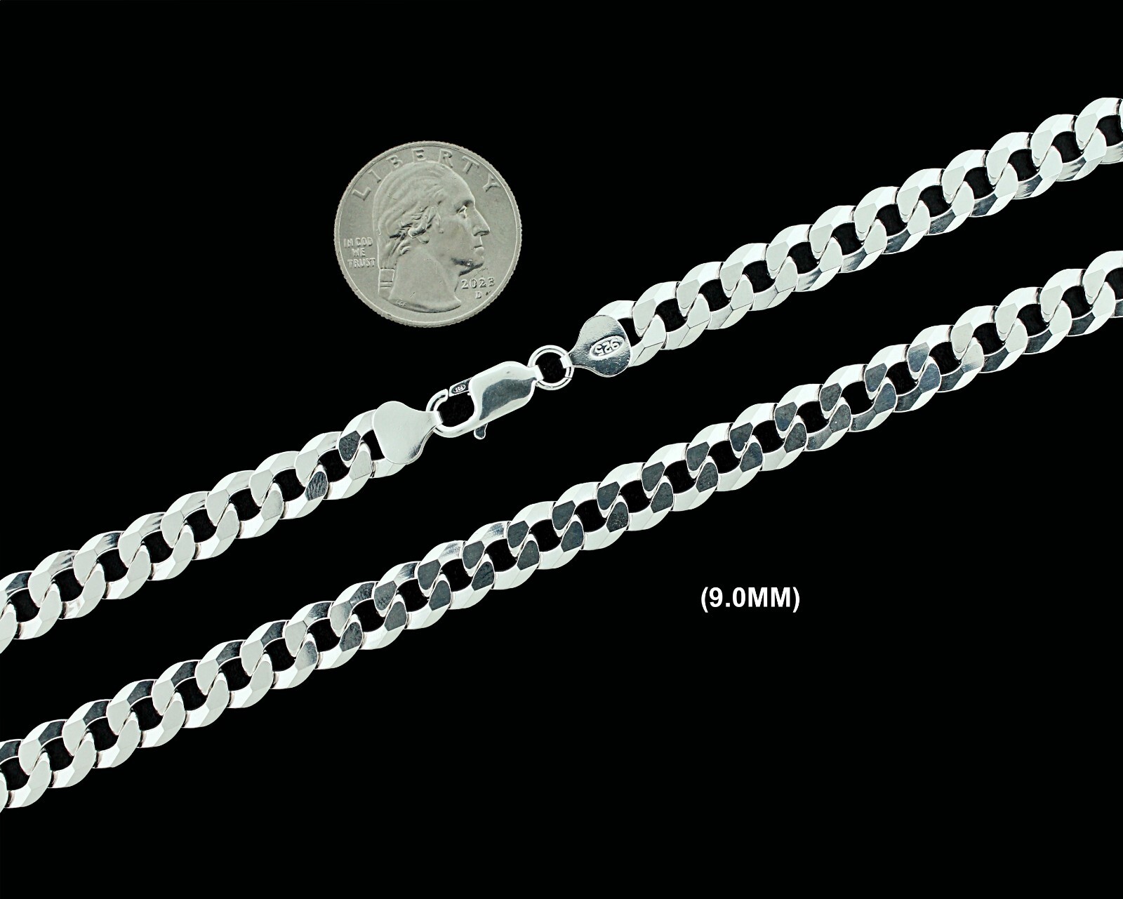 Real SOLID 925 Sterling Silver CURB CUBAN Chain Necklace or Bracelet Mens Womens