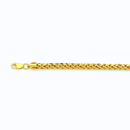 10k Yellow Gold 2.5mm-5mm Wheat Palm Chain Bracelet Size 7″-30″ Hollow