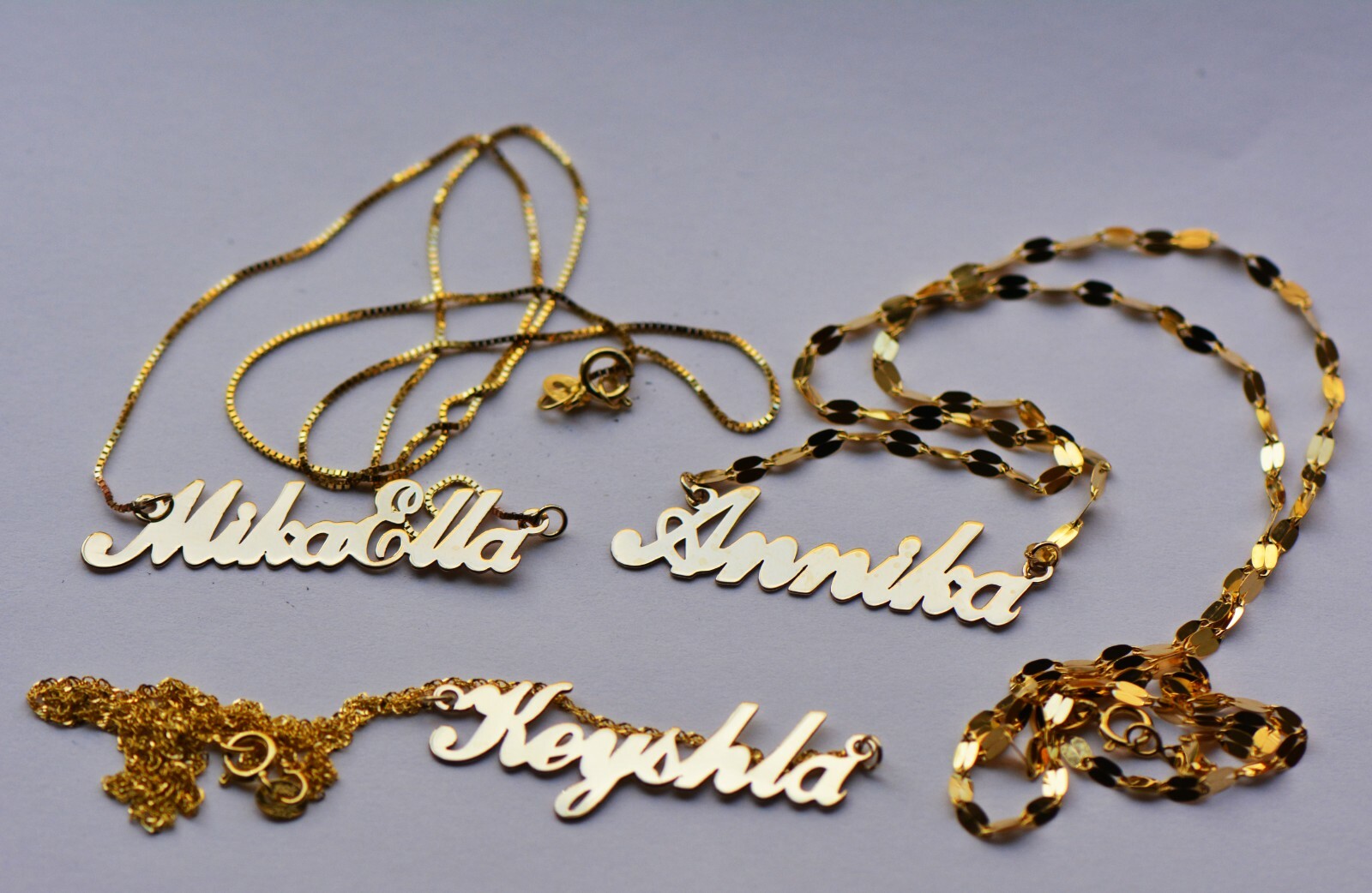 14K Solid Yellow Gold Personalized Custom Cursive Name Pendant – Letter Necklace