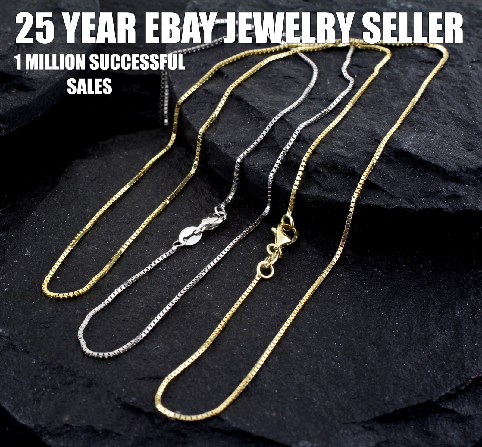 Guaranteed 10K or 14K Gold Box Chain Necklace Two Sizes – All Lengths
