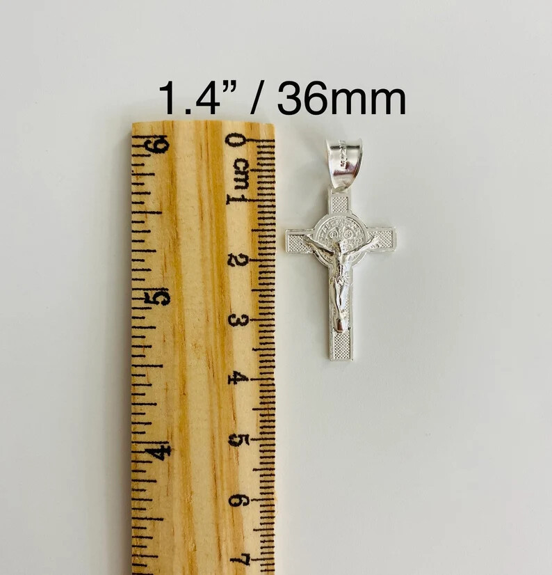 925 Sterling Silver Saint Benedict Crucifix / Cruz de San Benito en Plata- ESP34
