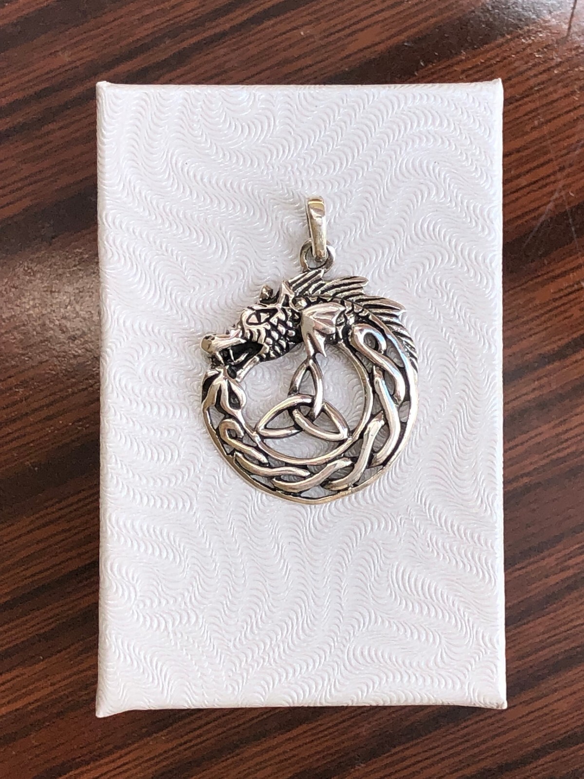 925 Sterling Silver Celtic Dragon with Trinity Knot Pendant Men 24mm0.95″/33mm