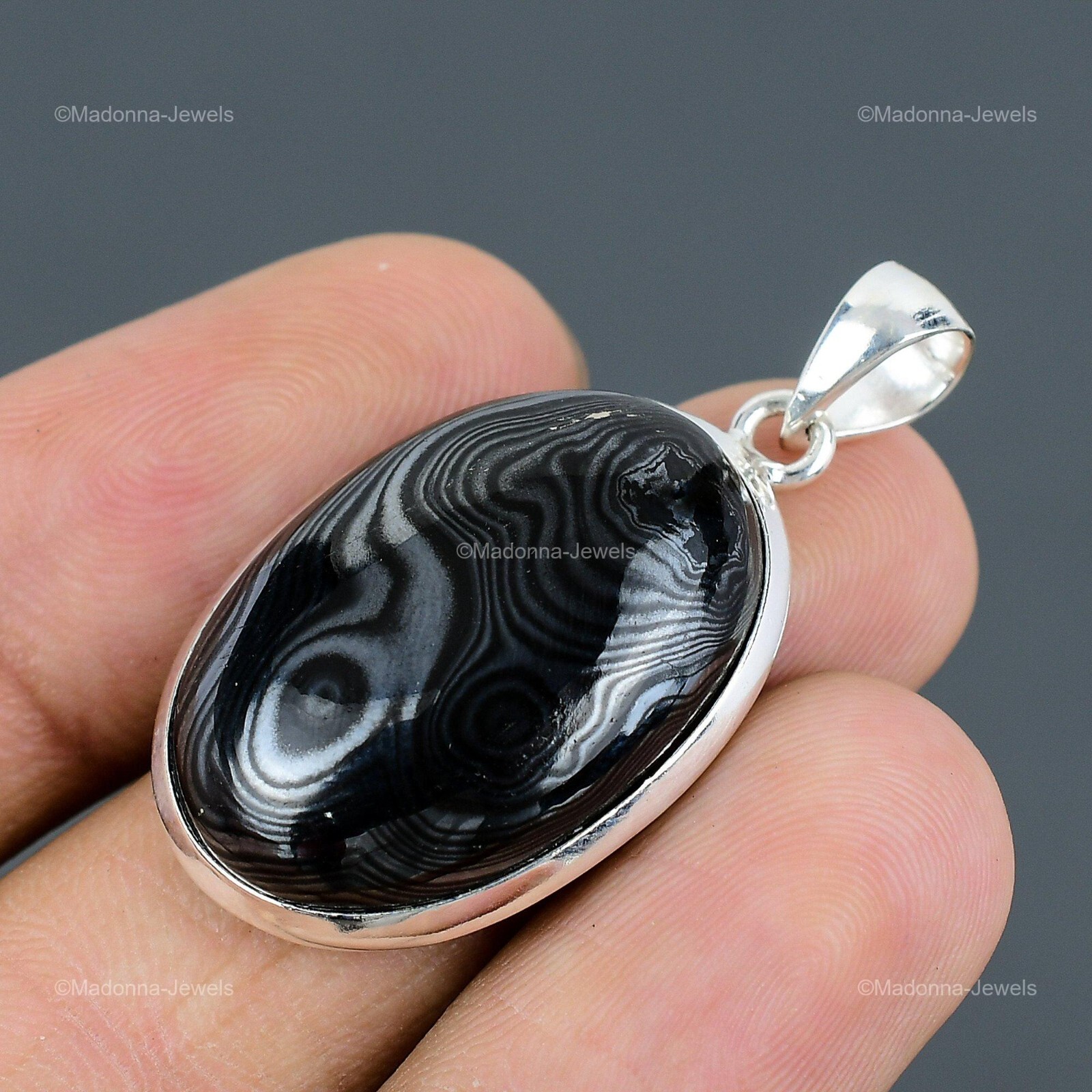 Valentines Deal Psilomelane Gemstone Sterling Silver Engagement Birthday Pendant