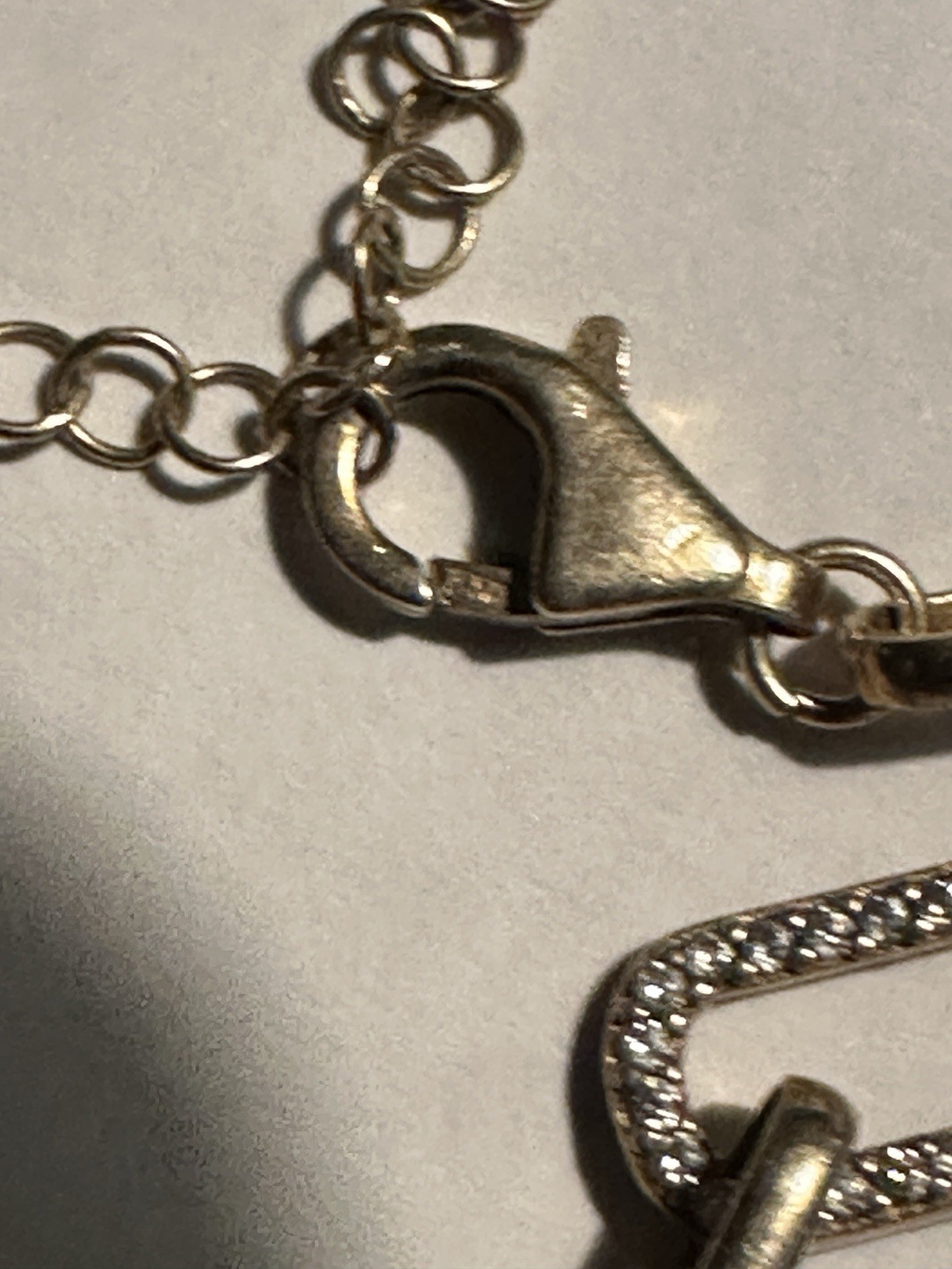 Gabi Rielle Paper Clip Rhinestone Sterling Silver Chain Necklace 17+3”