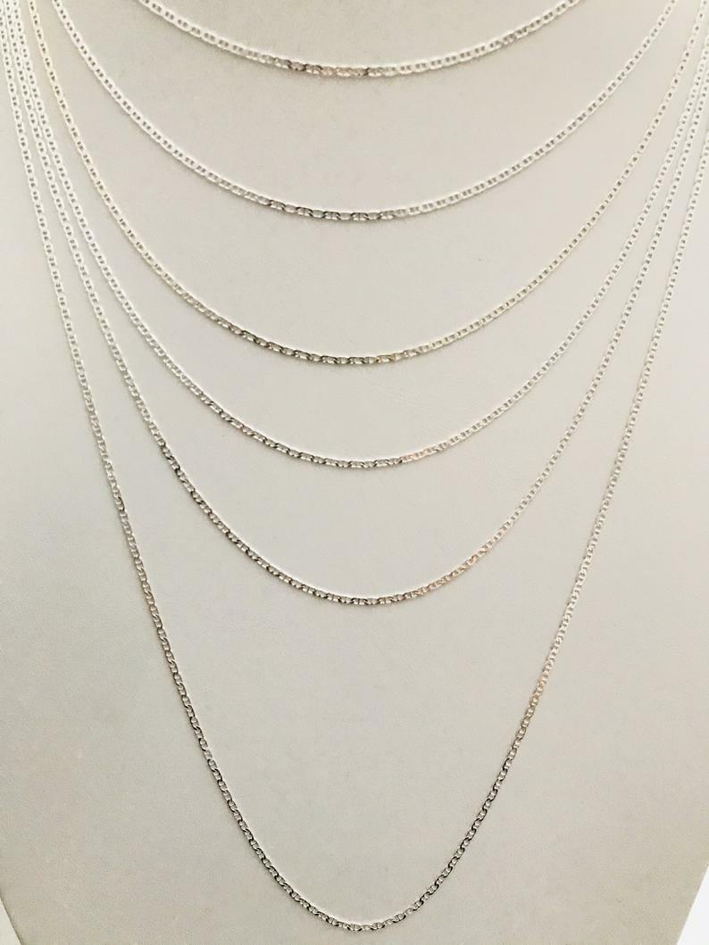 925 Sterling Silver 2mm Mariner Link Chain,Made in Italy Necklace – G050