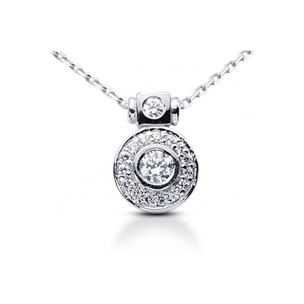 0.58ctw F VS2 Round Cut Natural Certified Diamonds White Gold Halo Pendant