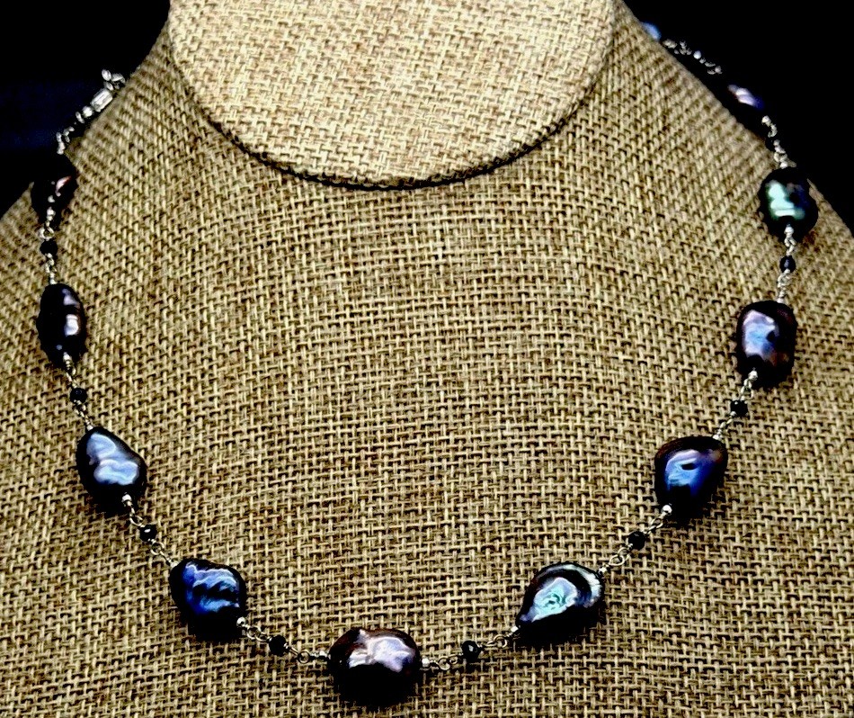 Honora Sterling Silver Purple iridescent Keshi Pearl up to 21″ Necklace new