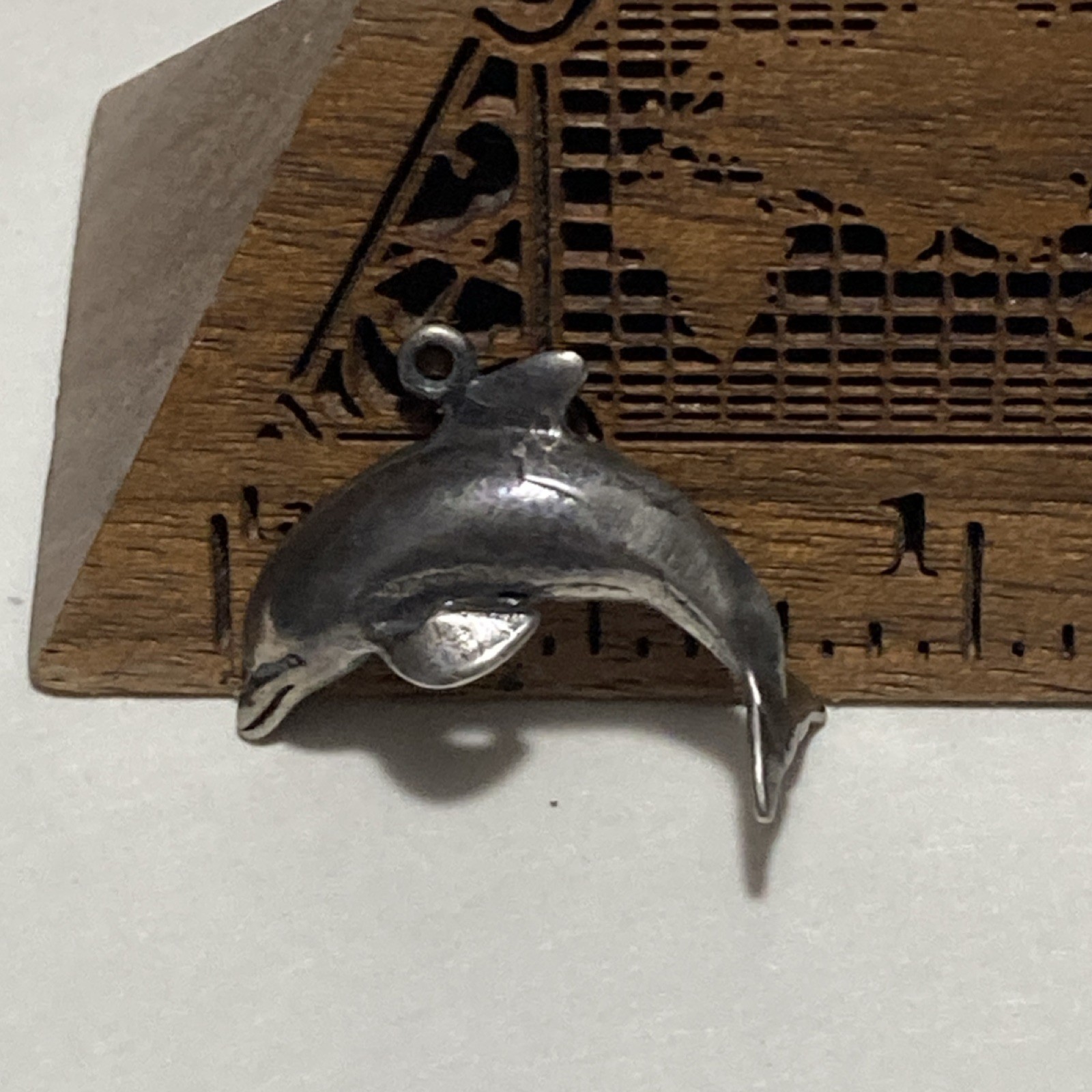 Sterling Silver 925 Dolphin Shape Charm Pendant Sea Life Animals Theme 1.28g