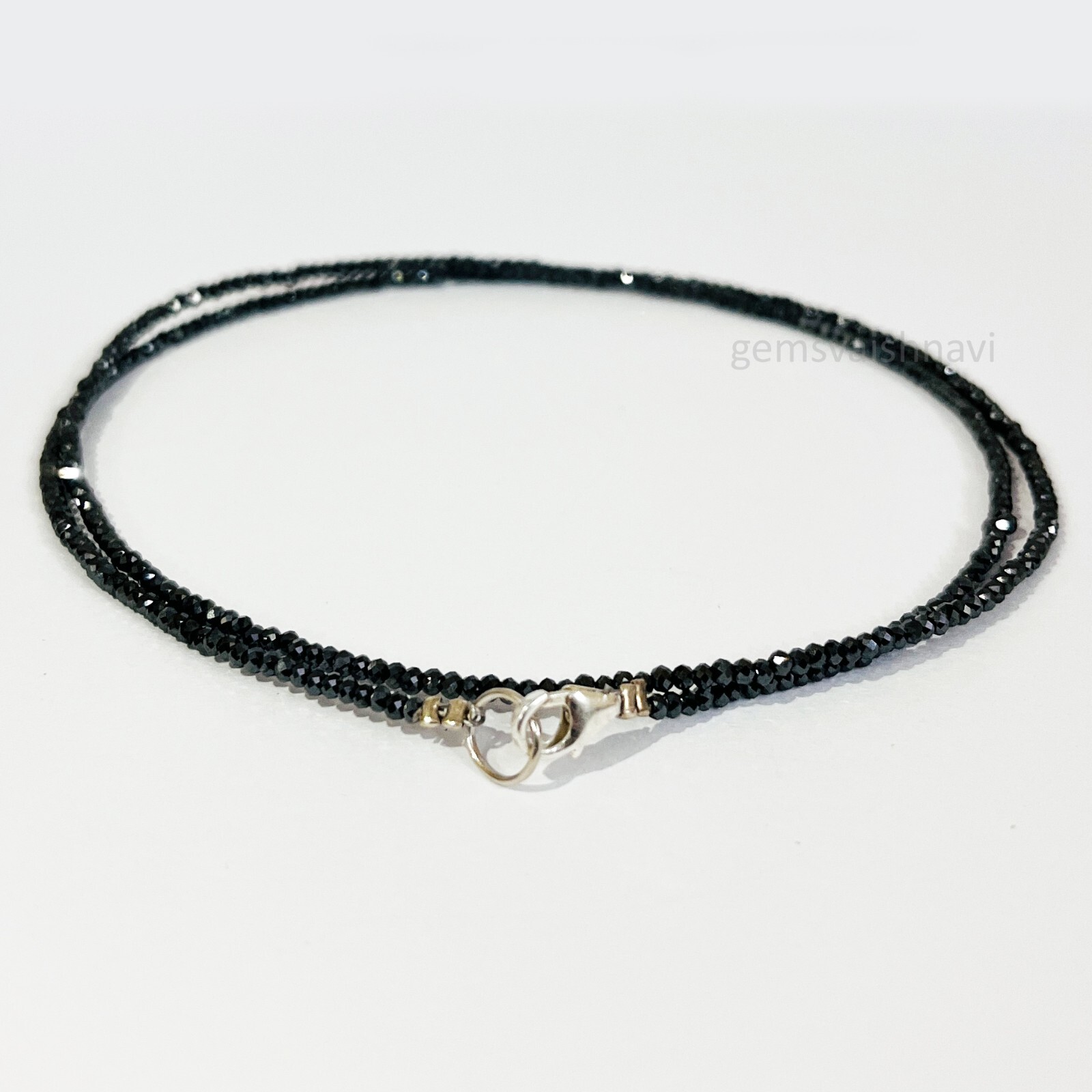 2 mm 18 Inches Black Diamond Round Faceted Beads Necklace AAA Certified ! Ideal