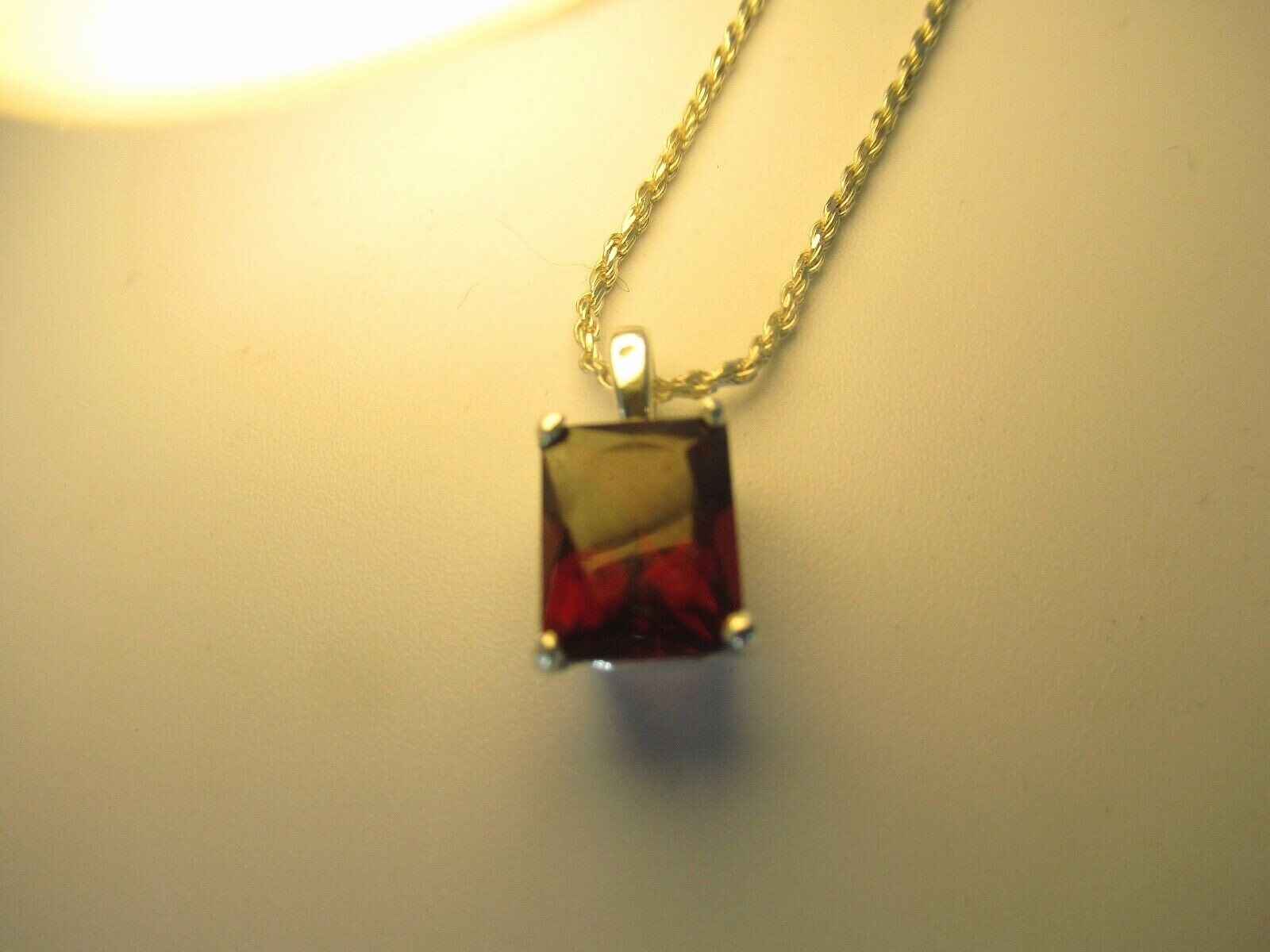 Sterling Sliver Emerald Cut Mozambique Garnet Pendant